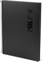Cuaderno A4 con espiral y tapa dura, papel cuadriculado, 80 hojas de 95g/m², colección Shadow negro
