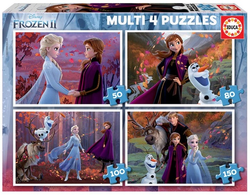 [E18640] PUZZLE MULTI 4 FROZEN 2 50-80-100-150 EDUCA 18640