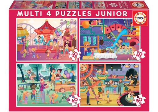 [E18601] PUZZLE MULTI 4 JR PARQUE+FIESTA FS EDUCA 18601