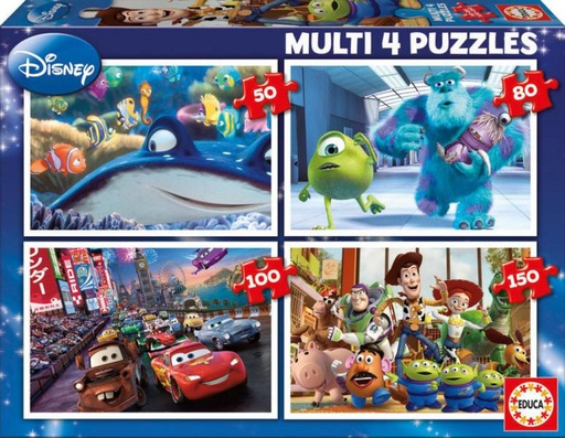 [E15615] PUZZLE MULTI 4 PUZZLES 50-80-100-150 PIXAR  EDUCA 15615