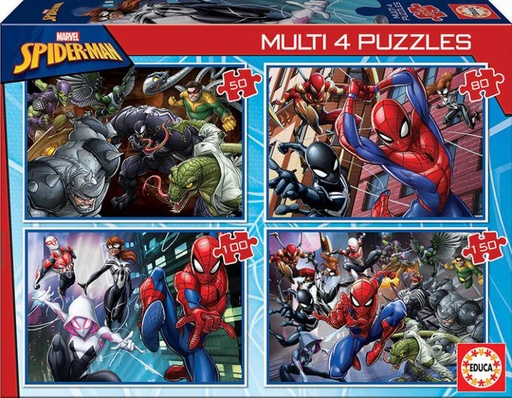 [E18102] PUZZLE MULTI 4 PUZZLES 50-80-100-150 ULTIMATE SPIDER-MAN EDUCA 18102