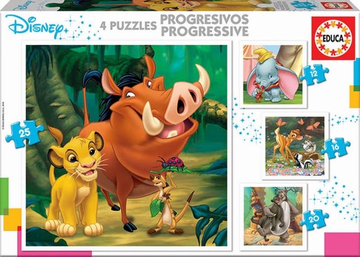 [E18104] PUZZLE PROGRESIVOS DISNEY ANI 12+16+20 EDUCA 18104