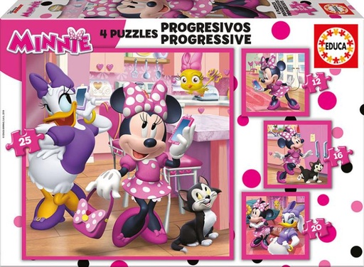 [E17630] PUZZLE PROGRESIVOS MINNIE HAPPY HELPERS 12-16-20-25 EDUCA 17630