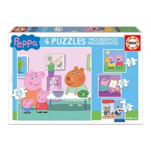 [E16817] PUZZLE PROGRESIVOS PEPPA PIG 12-16-20-25 EDUCA 16817