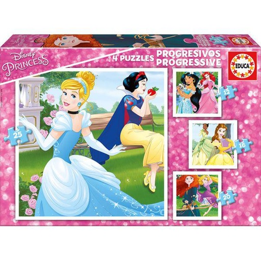 [E17166] PUZZLE PROGRESIVOS PRINCESAS DISNEY 12-16-20-25 EDUCA 17166