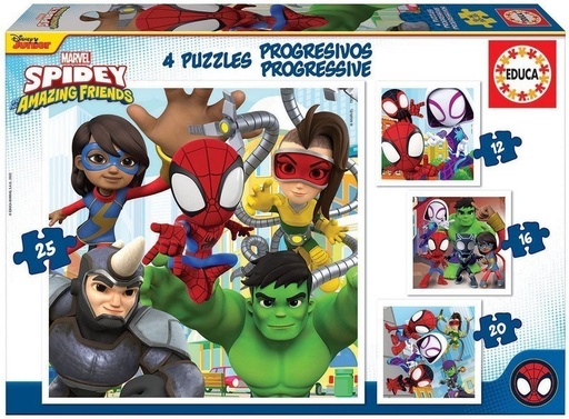 [E19295] PUZZLE PROGRESIVOS SPIDEY & HIS AMAZING FRIENDS 12-16-20-25 EDUCA 19295