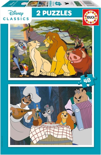 [E19996] PUZZLE 2X48 DISNEY ANIMALS EDUCA 19996