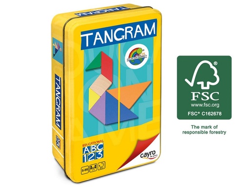 [CAY124] TANGRAM (MADERA FSC) DE COLORES EN CAJA DE METAL CAYRO 124