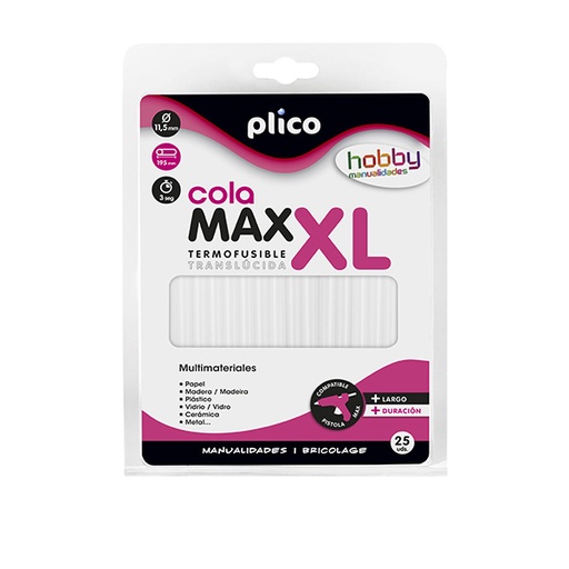 [PLI1644] Blíster 25 Barritas MAX-XL Cola 11,5 mm X L 200 mm PLICO  1644