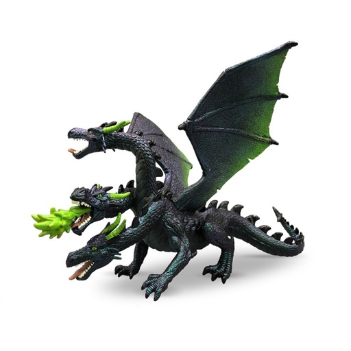 [Y75675] DRAGON NEGRO CON 3 CABEZAS 14CM