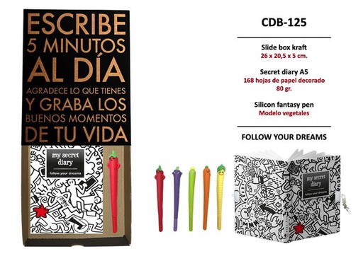 [CDB-125] ESTUCHE DIARIO CON CANDADO Y BOLI A JUEGO CDB-125