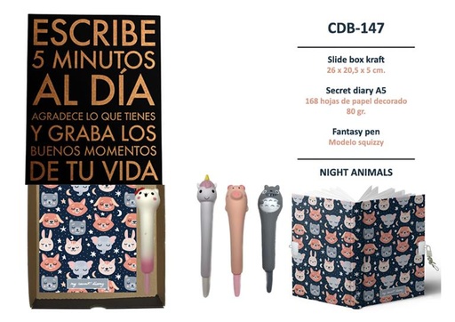 [CDB-147] ESTUCHE DIARIO CON CANDADO Y BOLI A JUEGO CDB-147