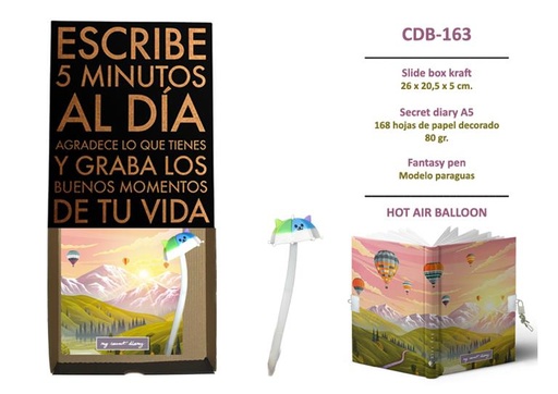 [CDB-163] ESTUCHE DIARIO CON CANDADO Y BOLI A JUEGO CDB-163