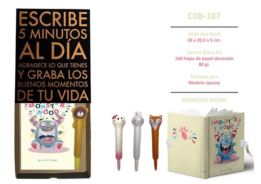 [CDB-187] ESTUCHE DIARIO CON CANDADO Y BOLI A JUEGO CDB-187