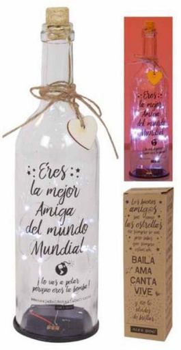 [NH-209] Botella con luces Led y mensaje. "Eres la mejor Amiga....".
