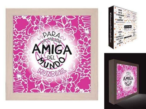 [AH-189] Caja de luz. Mensaje "Para la Mejor Amiga del Mundo Mundial"