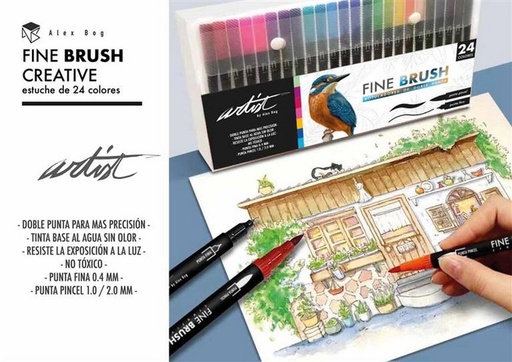 [AB-0524] 24 ROTULADORES FINE BRUSH GAMA CREATIVE 2 PUNTAS