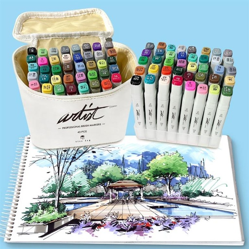 [AB-1240] CANVAS LUXE PROFESSIONAL BRUSH MARKER 40 COLORES