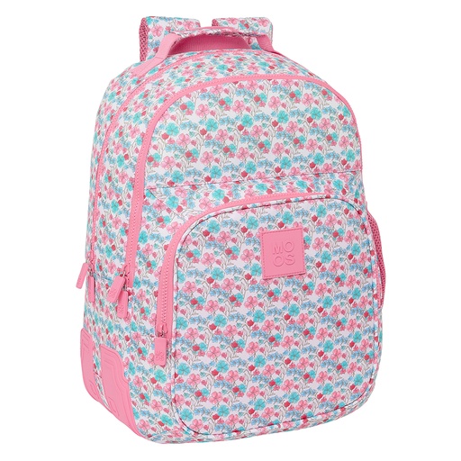 [612418773] MOCHILA DOBLE ADAPT.CARRO RECICLADO MOOS "FLORES" 32x42x3cm