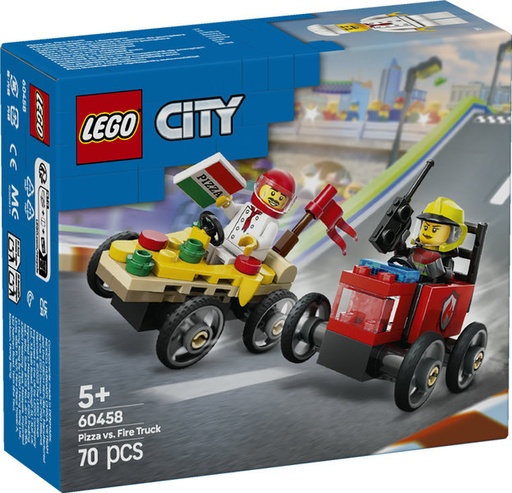 [LE60458] Pack de Coches de Carreras: Pizza vs. Camión de Bomberos LEGO 60458
