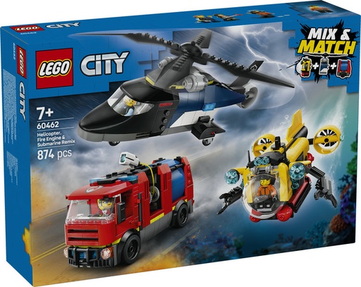 [LE60462] Remix: Helicóptero, Camión de Bomberos y Submarino LEGO 60462