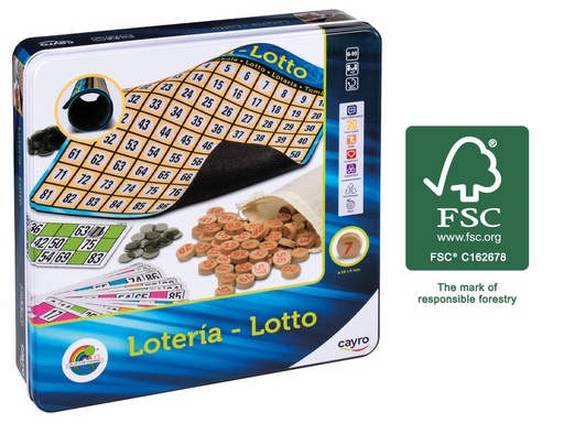 [CAY757] LOTERÍA METAL BOX (100 % MADERA FSC)