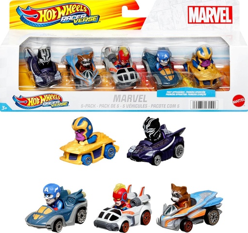[446HPN40] HOT WHEELS PACK 5 COCHES MARVEL RACERVERSE HPN40 MATTEL 
