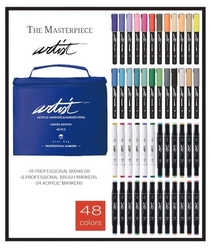 [AB-0647] ESTUCHE ACRILICOS ALCOHOL MARKERS 48 COLORES