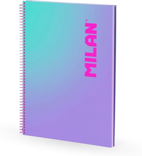 [MIL57143E90-SNPR] Cuaderno A4 con espiral y tapa dura, papel cuadriculado, 90 hojas de 95gr/m², colección Sunset MILAN
