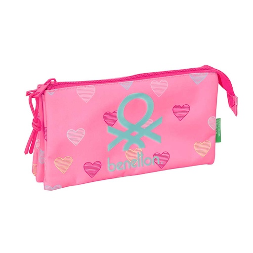[812651744] PORTATODO TRIPLE BENETTON "HEART" 22x12x4cm