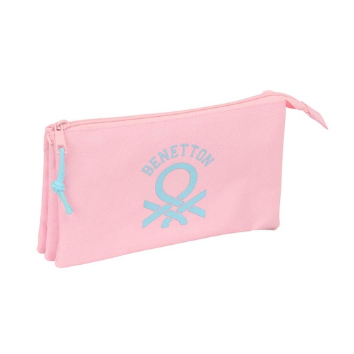 [842615744] PORTATODO TRIPLE BENETTON BASICS "ROSA PASTEL" 22x12x4cm