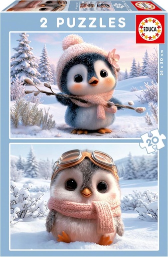 [E20505] PUZZLE 2x20 PINGÜINOS ADORABLES FSC  EDUCA 20505