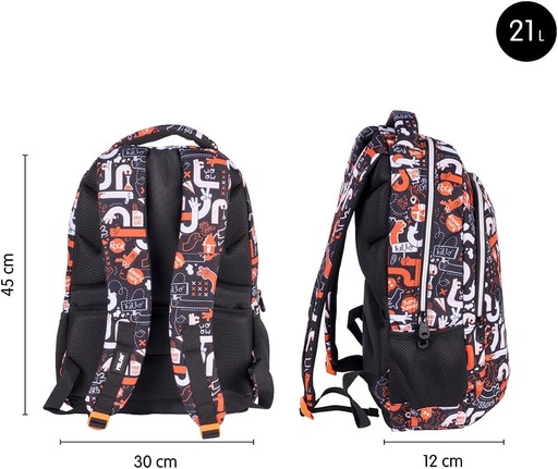 [MIL624601-FRS] Mochila escolar 2 cremalleras (21 L) serie especial Fingers 45x31x4cm