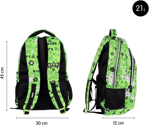 [MIL624601-TN2] Mochila escolar 2 cremalleras (21 L) serie especial Tandem 2 45x31x4cm