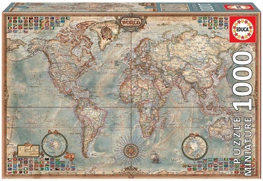 [E16764] PUZZLE 1000 EL MUNDO, MAPA POLÍTICO "MINIATURE" EDUCA 16764