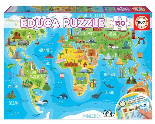 [E18116] PUZZLE 150 MAPAMUNDI MONUMENTOS EDUCA 18116