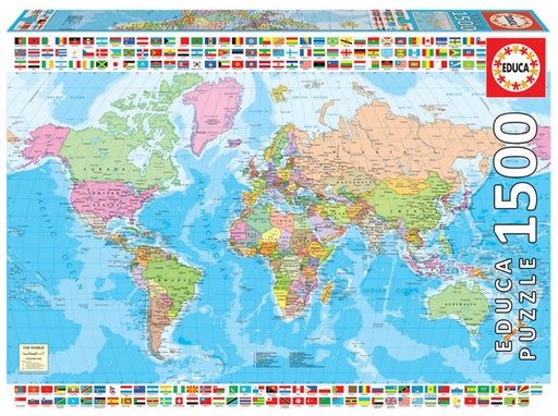 [E18500] PUZZLE 1500 MAPAMUNDI POLÍTICO EDUCA 18500