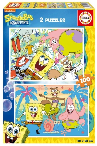 [E19389] PUZZLE 2X100 BOB ESPONJA FSC(R)