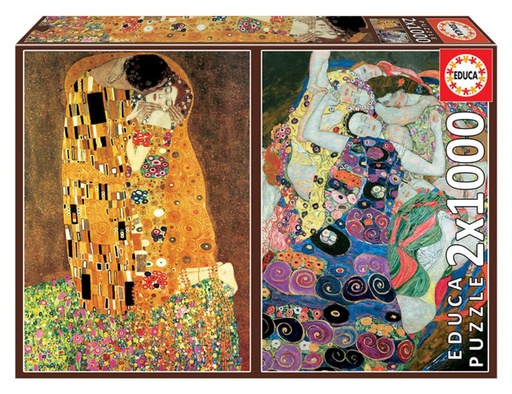 [E18488] PUZZLE 2x1000 EL BESO + LA VIRGEN, GUSTAV KLIMT EDUCA 18488