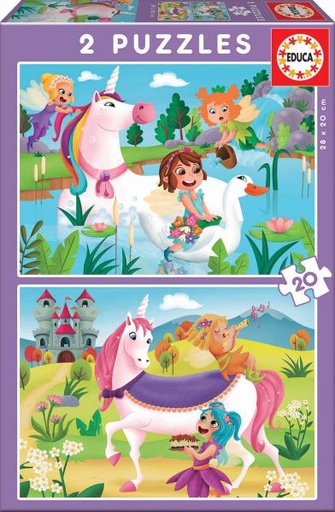 [E18064] PUZZLE 2X20 UNICORNIO+HADAS FSC(R) EDUCA 18064