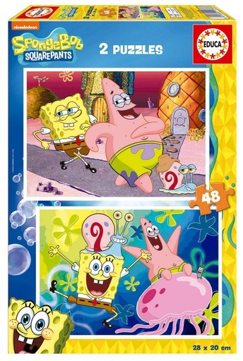 [E19388] PUZZLE 2x48 BOB ESPONJA FSC(R)