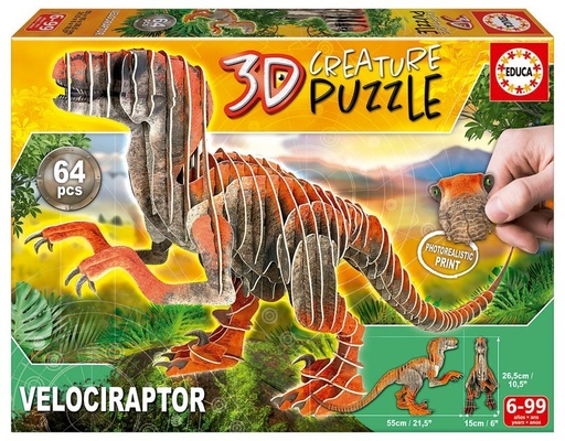 [E19382] PUZZLE 3D VELOCIRAPTOR 3D CREATURE PU